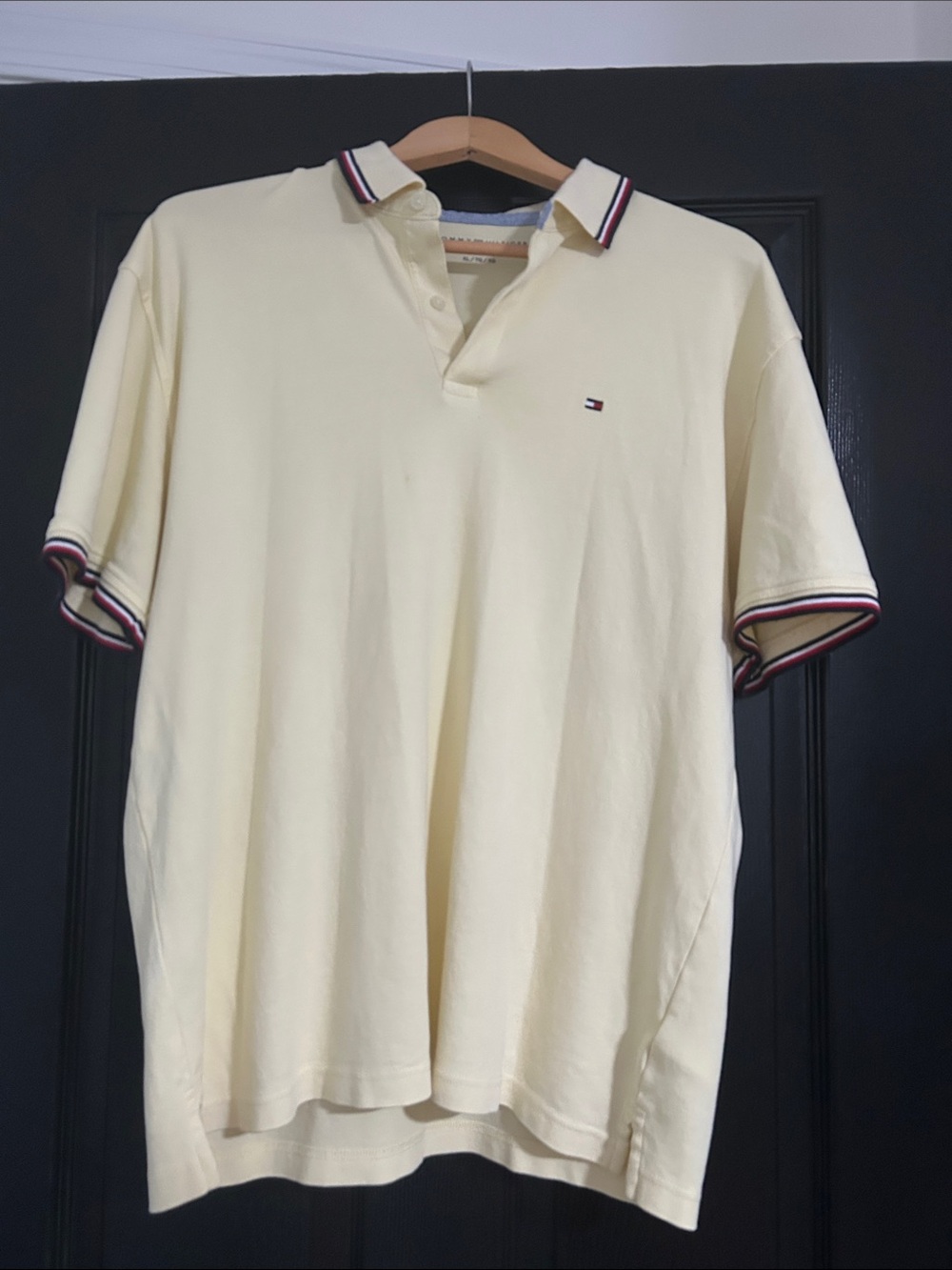 Tommy Hilfiger Men's Light Yellow Polo with Striped Collar